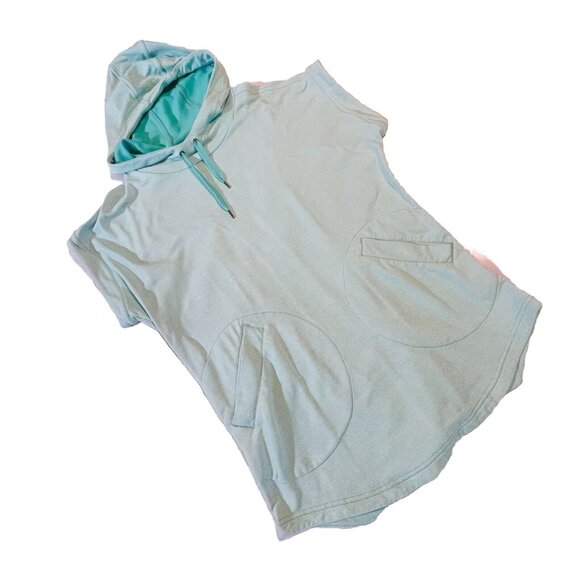 Merrell Sleeveless Running Hoodie Womens Size S/P Heathered Green Pockets - Picture 4 of 10